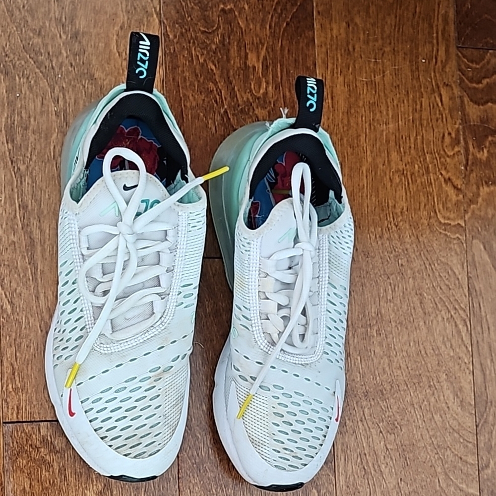 Women's White and Green Sneakers